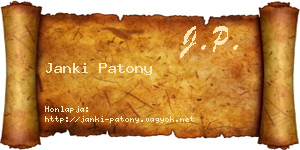 Janki Patony névjegykártya